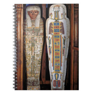 Egyptian sarcophagus covered with hieroglyphics (p spiral notebook