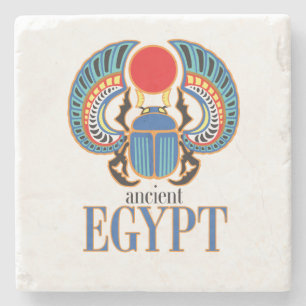Egyptian scarab beetle. Ancient Egypt Stone Coaster