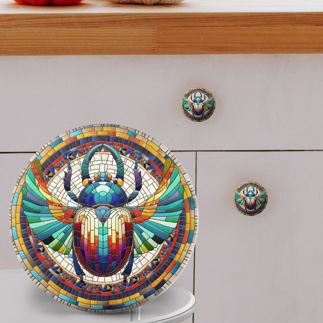 Egyptian Scarab Beetle -Mosaic Art Ceramic Knob (Creator Uploaded)