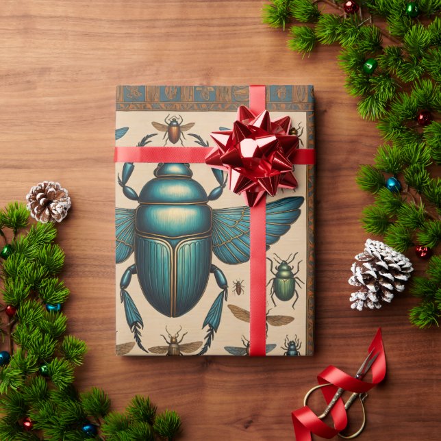 Egyptian Scarab Illustration Wrapping Paper (Holiday Gift)