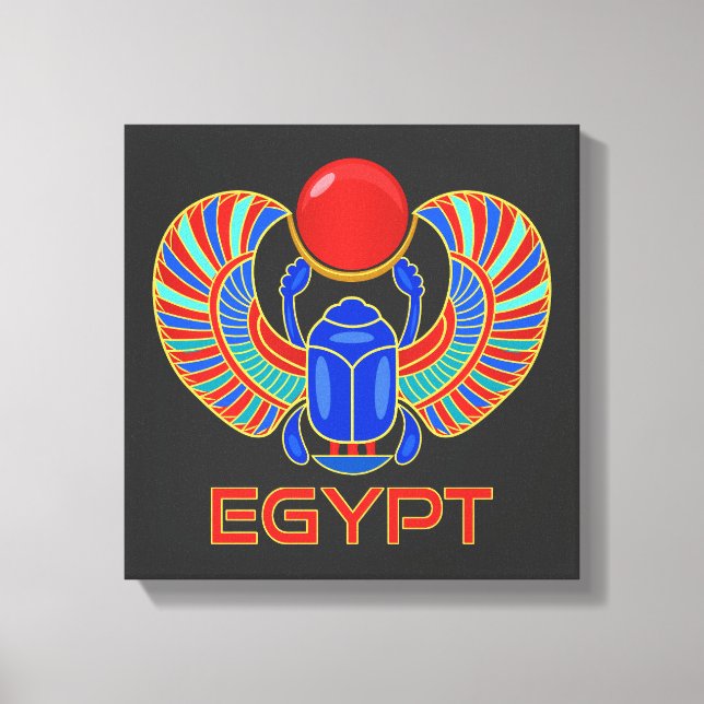 Egyptian Scarab With The Word Egypt Canvas Print (Front)