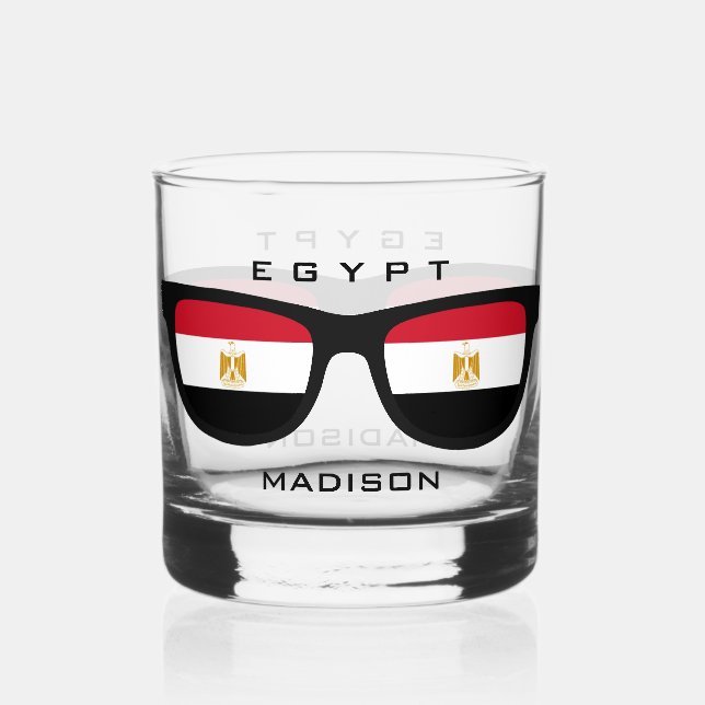 Egyptian Shades custom name Whiskey Glass (Front)