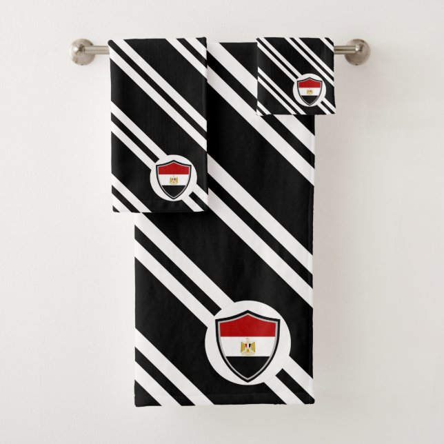 Egyptian shield flag bath towel set (Insitu)