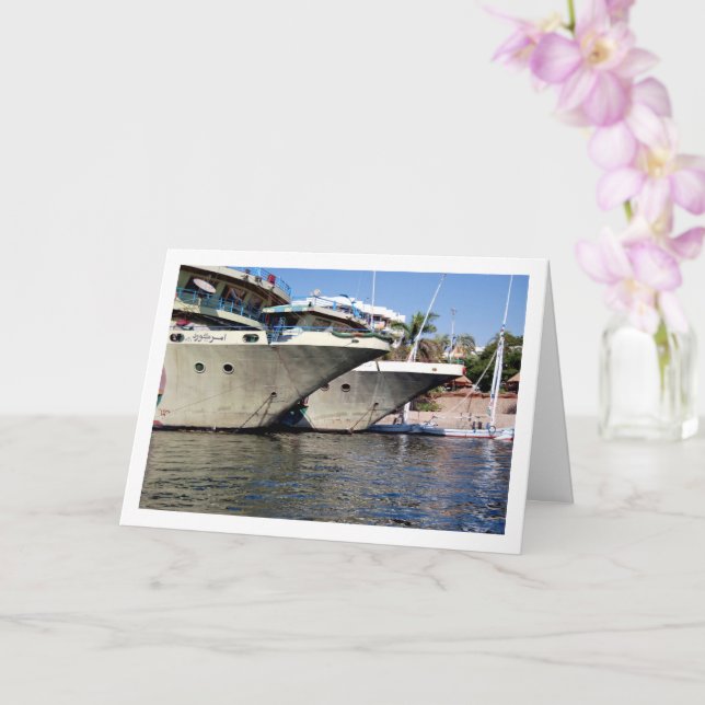 Egyptian Ships on the River Nile, Luxor Card (Orchid)