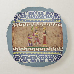 Egyptian Style, Ancient Egyptian Vintage Culture, Round Cushion