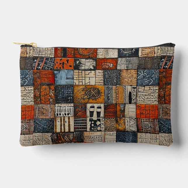 Egyptian style tiles Cultural Pattern Organiser Accessory Pouch (Front)