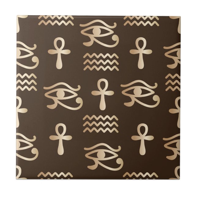 Egyptian Symbol Ankh Horus Eye Pattern Tile (Front)
