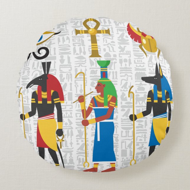 Egyptian Symbols Round Cushion (Front)