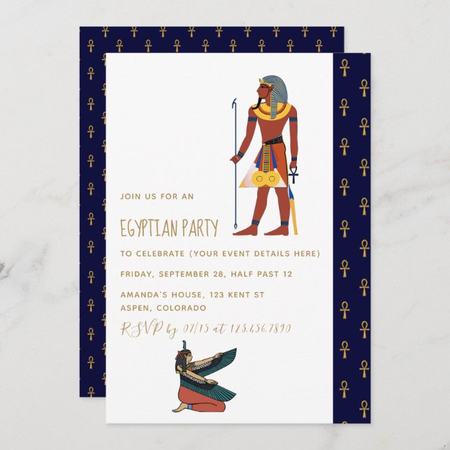Egyptian Themed Party Invitation (Front/Back)