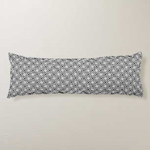 Egyptian tile pattern, black and white body cushion