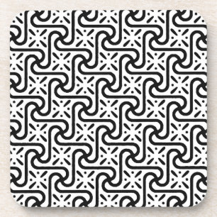 Egyptian tile pattern, black and white coaster
