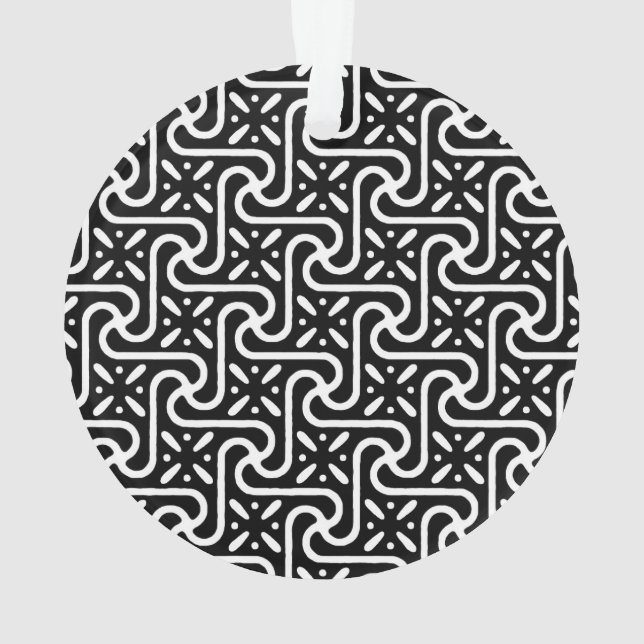Egyptian tile pattern, black and white ornament (Back)