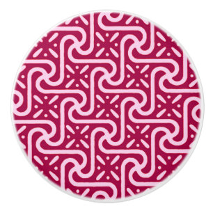 Egyptian tile pattern, burgundy and pink ceramic knob