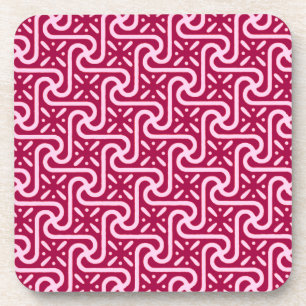 Egyptian tile pattern, burgundy and pink coaster