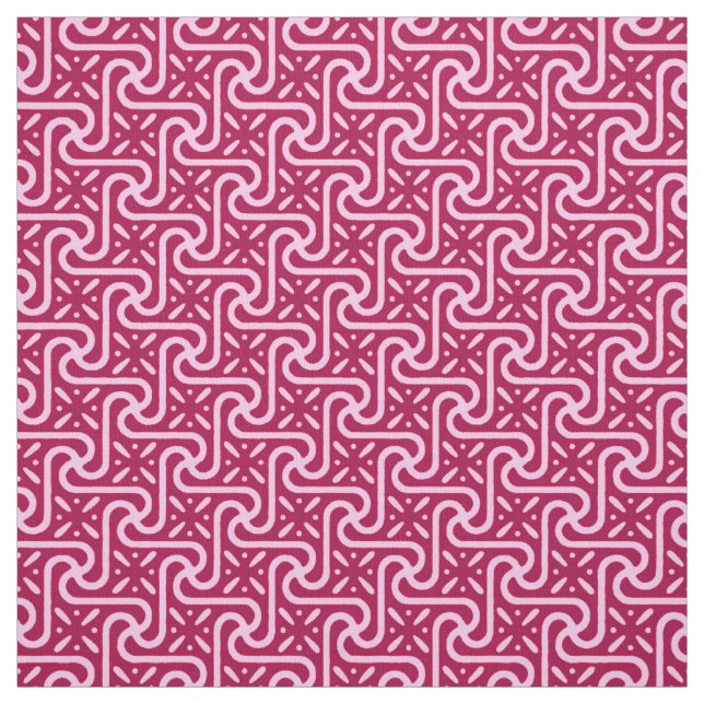 Egyptian tile pattern, burgundy and pink fabric (Swatch)