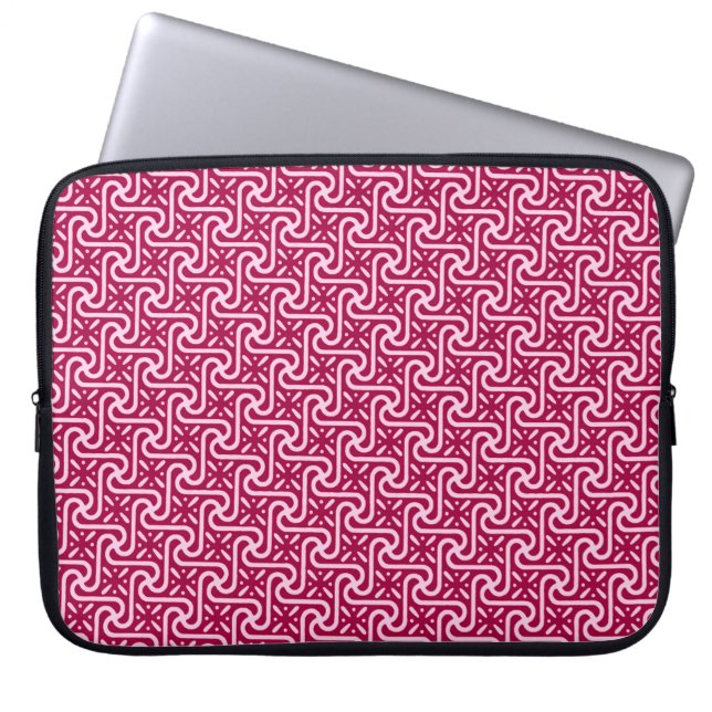 Egyptian tile pattern, burgundy and pink laptop sleeve (Front)