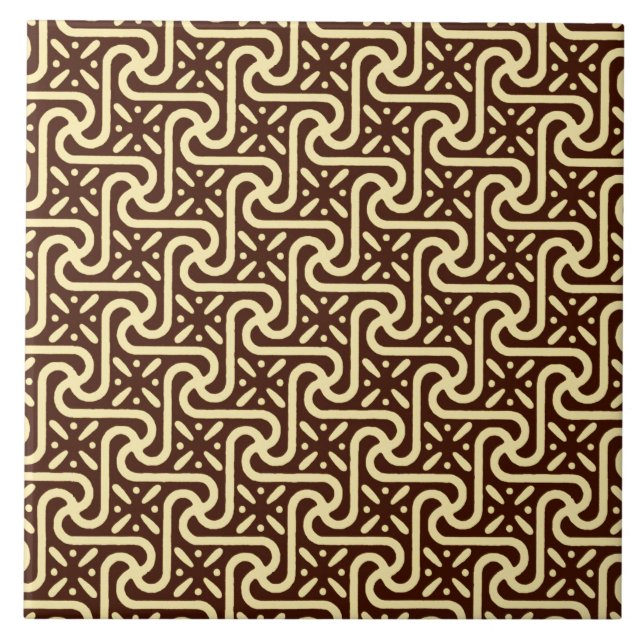 Egyptian tile pattern, chocolate brown and tan (Front)