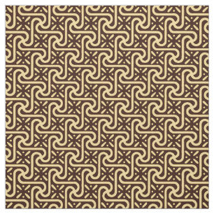 Egyptian tile pattern, chocolate brown and tan fabric