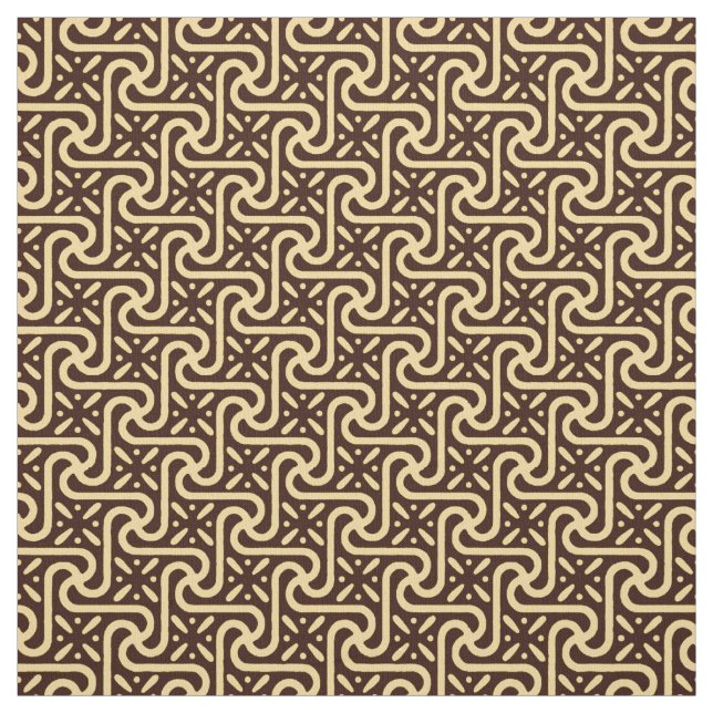 Egyptian tile pattern, chocolate brown and tan fabric (Swatch)