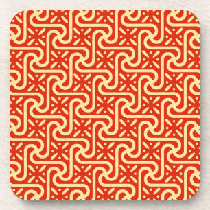 Egyptian tile pattern, coral orange coaster