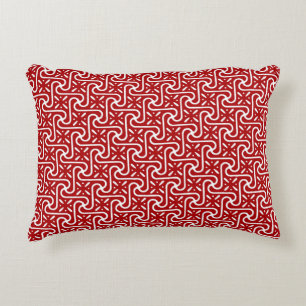 Egyptian tile pattern, dark red and white decorative cushion