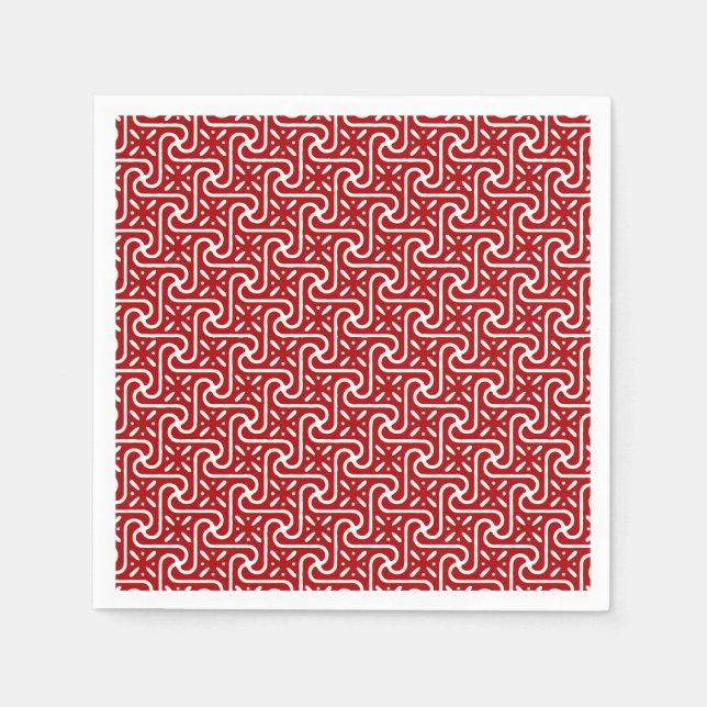 Egyptian tile pattern, dark red and white napkin (Front)