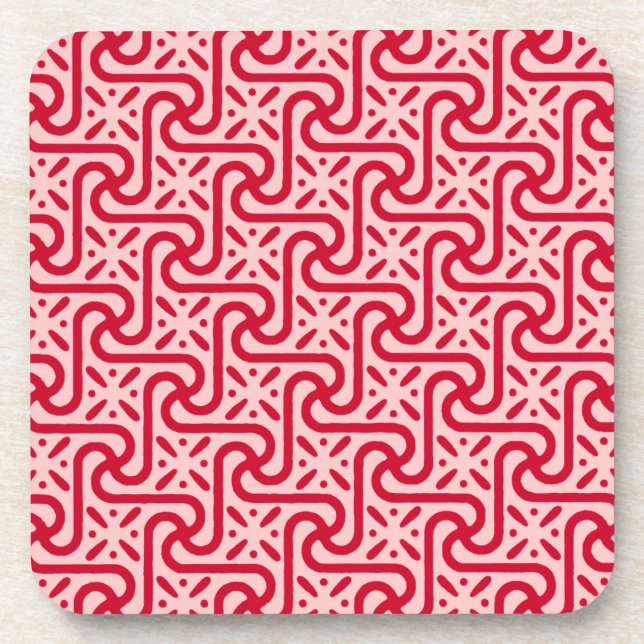 Egyptian tile pattern, deep and light pink coaster (Front)