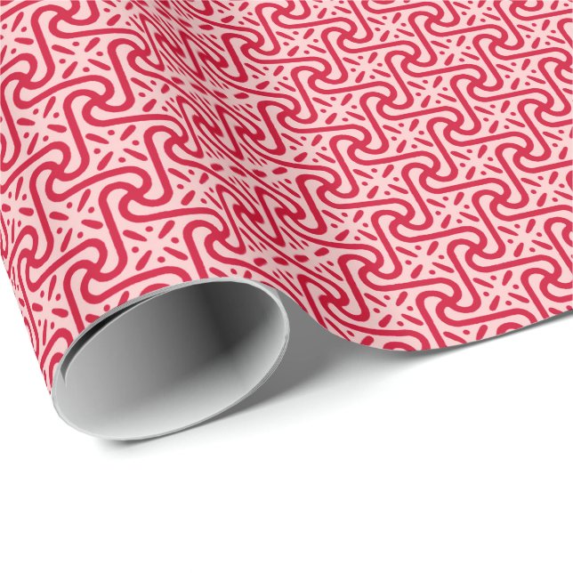 Egyptian tile pattern, deep and light pink wrapping paper (Roll Corner)