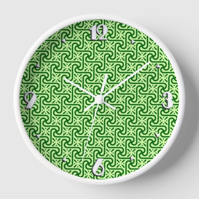 Egyptian tile pattern, emerald and lime Clock (Front)