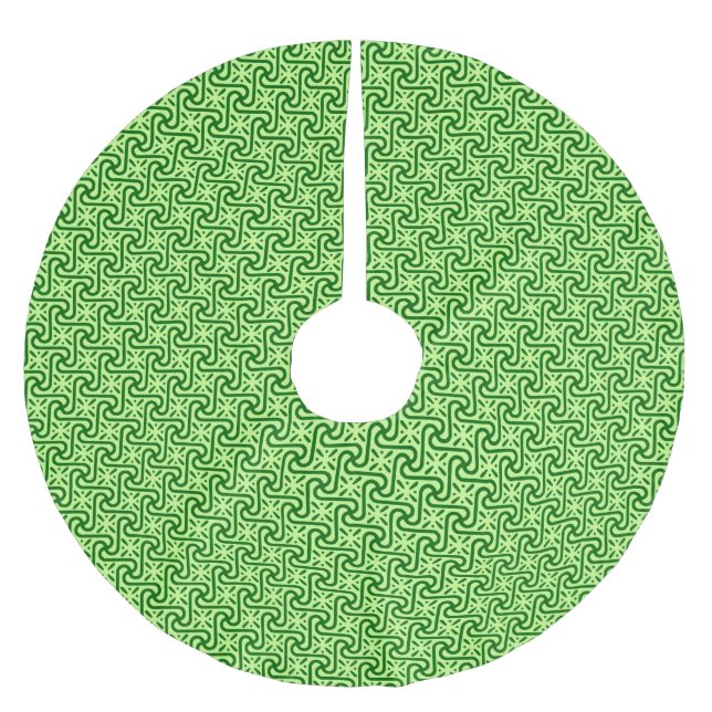 Egyptian tile pattern, emerald and lime green brushed polyester tree skirt (Front)