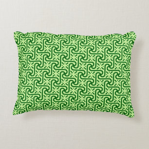 Egyptian tile pattern, emerald and lime green decorative cushion