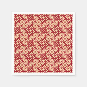 Egyptian tile pattern, maroon and peach napkin