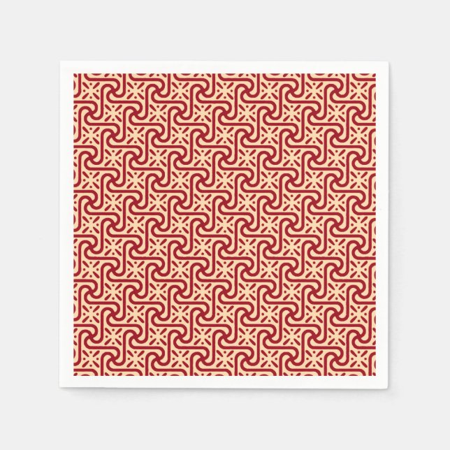 Egyptian tile pattern, maroon and peach napkin (Front)