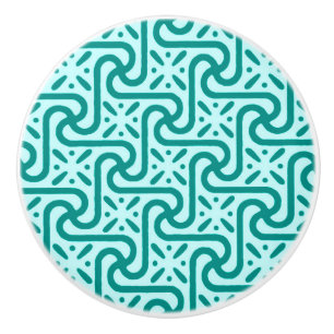 Egyptian tile pattern, turquoise and aqua ceramic knob