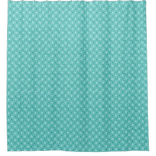 Egyptian tile pattern, turquoise and aqua shower curtain