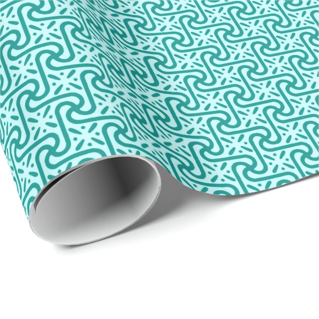 Egyptian tile pattern, turquoise and aqua wrapping paper (Roll Corner)