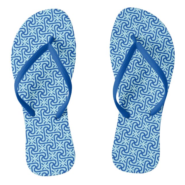 Egyptian Tile Pattern,Turquoise and Cobalt Blue Jandals (Footbed)