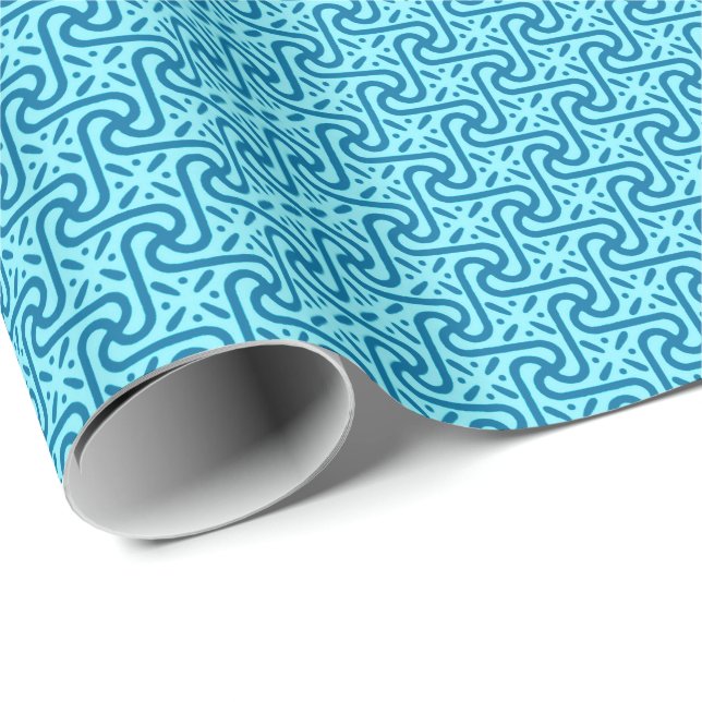 Egyptian tile pattern, turquoise and cobalt blue wrapping paper (Roll Corner)