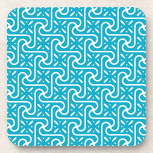 Egyptian tile pattern, turquoise and white coaster