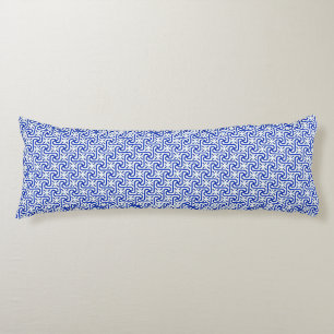 Egyptian tile pattern, white and cobalt blue body cushion