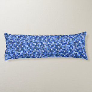 Egyptian tile pattern, white and cobalt blue body cushion