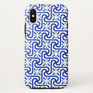 Egyptian tile pattern, white and cobalt blue iPhone XS case