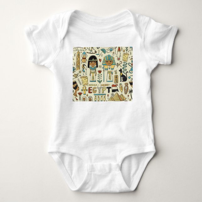 Egyptian travel theme, seamless design pattern. baby bodysuit (Front)