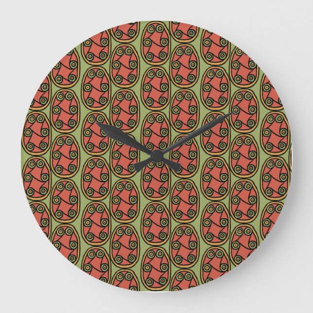 Egyptian Tribal Shield on Green Round Wall Clock (Front)