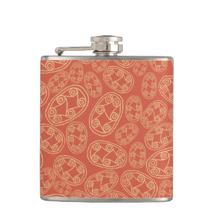 Egyptian Tribal Shields Cream Rusty Red Ethnic Hip Flask