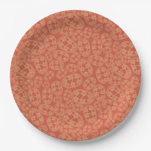 Egyptian Tribal Shields on Red Paper Plate