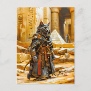 Egyptian Warrior Cat in Royal Armour Postcard