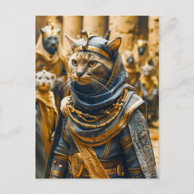 Egyptian Warrior Cat in Royal Armour Postcard (Front)