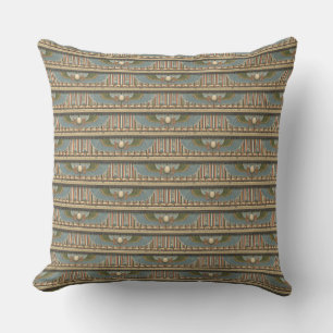 Egyptian Winged Circle Serpents and Hieroglyphs Cushion