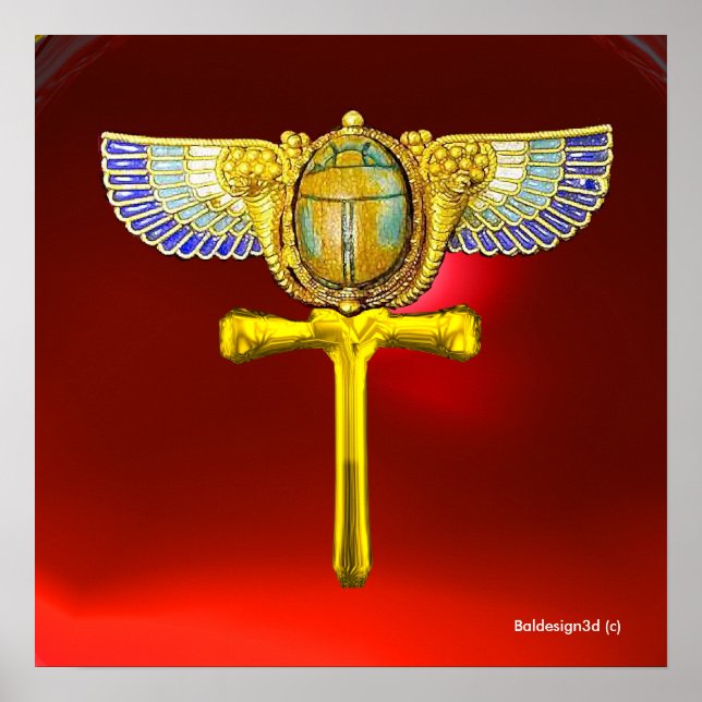 EGYPTIAN WINGED SCARAB ANKH ,CORNUCOPIA GOLD JEWEL POSTER (Front)